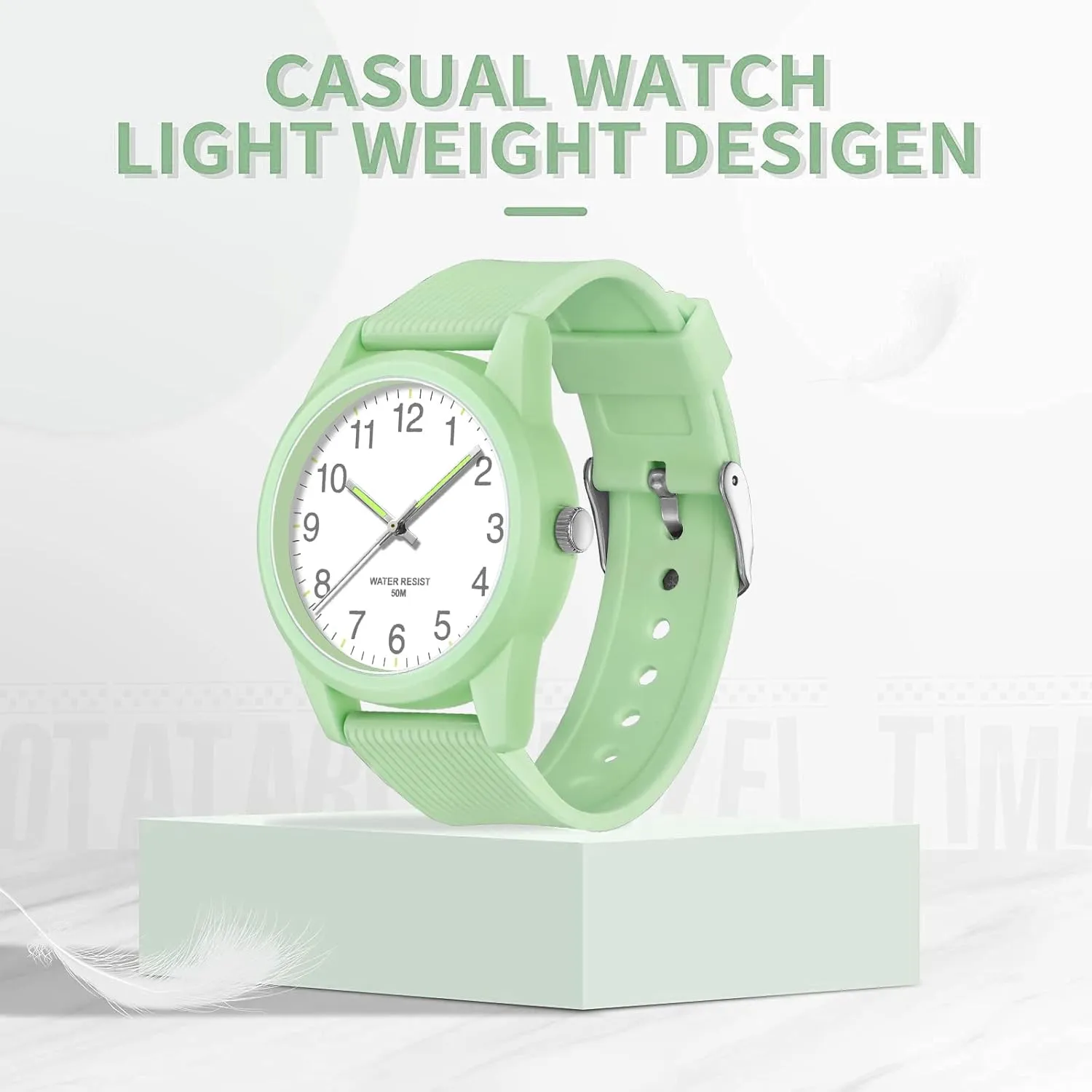 Design Luminous Analog Quartz Wristwatch Silicone aide pant Strap Pink Women's Watches Ladies Wrist Watch 5ATM Waterproof Minimalist Simple 