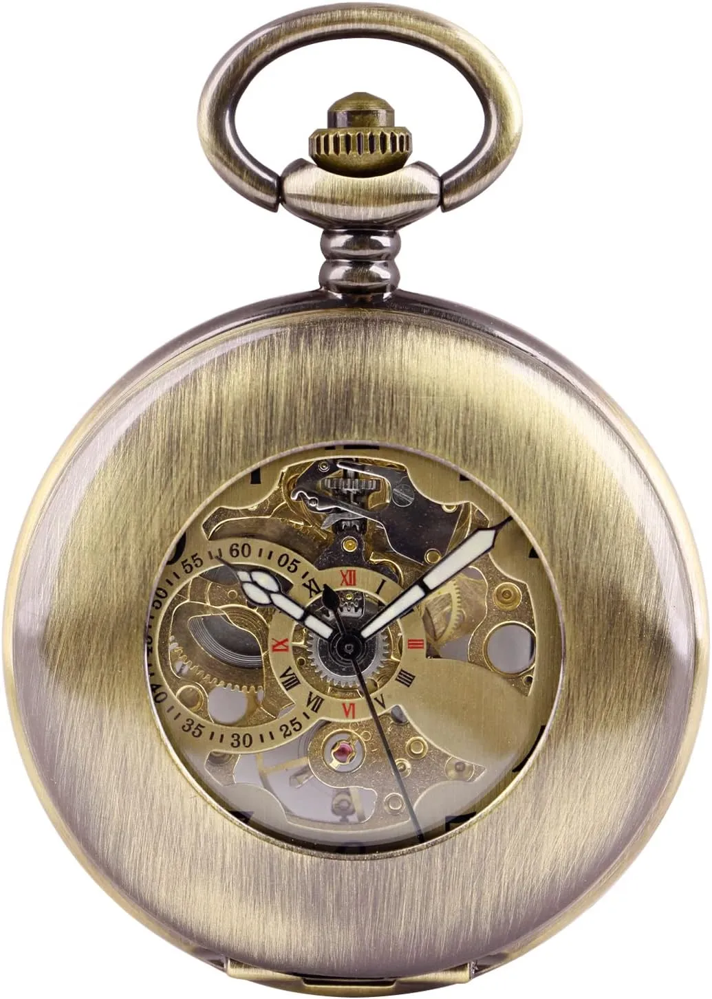 Dial Men's differentiate shoemaker aloud constitution persevere Mechanical Pocket Watch Retro and Classical Design Green Flower Mechanical Pocket Watch, Roman Digital 