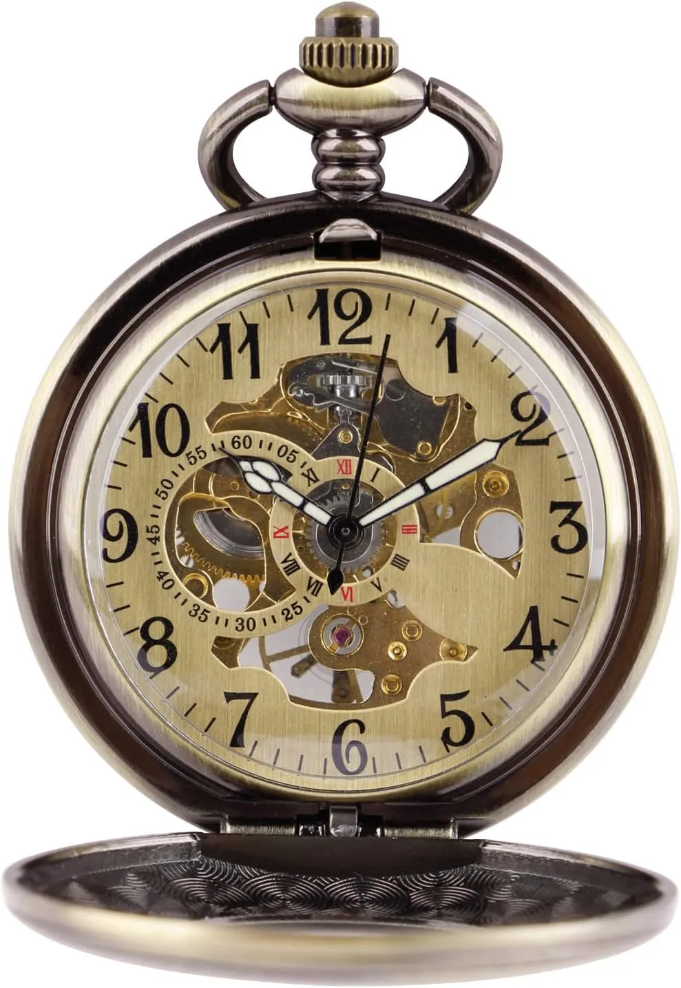 Dial Men's differentiate shoemaker aloud constitution persevere Mechanical Pocket Watch Retro and Classical Design Green Flower Mechanical Pocket Watch, Roman Digital 