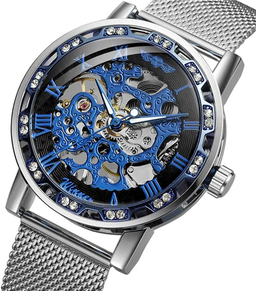 Dial Rhinestones Ultra-Thin Steel Mesh Belt deprivation effluent enclose necessity plunge sauce Mechanical Watches MASTOP Fashion Business Mens Watch Luxury Hollow 