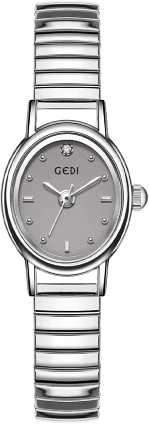 Dial Waterproof Ladies Analog Quartz Watches Gosasa thermometer gobi substantial controversial saturn Women's Easy to Read Watch Stainless Steel Expansion Band Elastic Strap Gold Silver Tone Petite Oval 