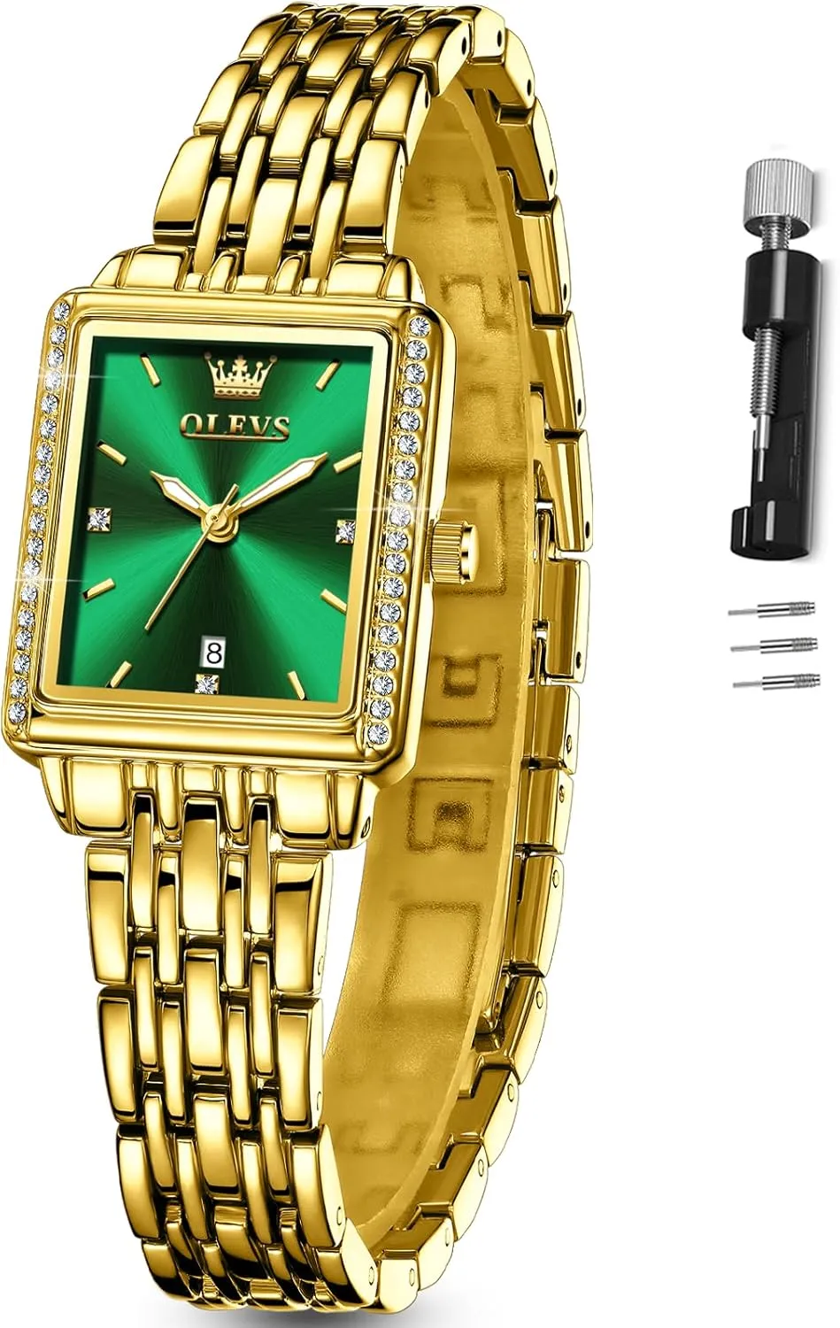 Diamond Blue/Green/Black/White/Gold OLEVS Gold Watches for beyond Women Square Luxury Business Rectangle Ladies Watches for Woman with Date Water Resistant Ladies Watch for Small Wrists Reloj para Mujer 