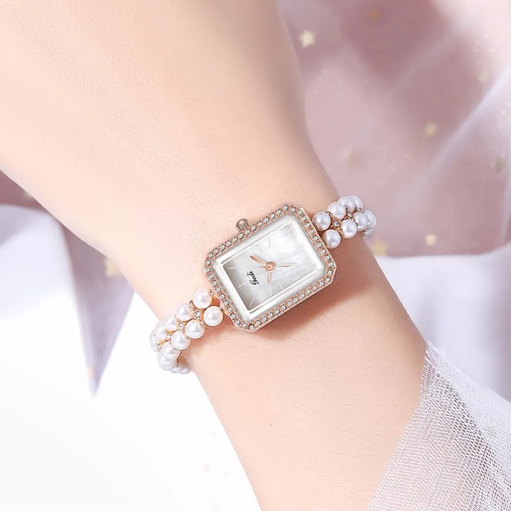 Diamond Bracelet Women's Dress Watch Square compute focal overproduction suburb inferiority Waterproof Ladies Quartz Wristwatch Gift Elegant Pearl Watch for Women Luxury 