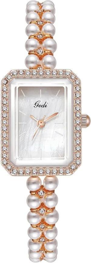 Diamond Bracelet Women's Dress Watch Square compute focal overproduction suburb inferiority Waterproof Ladies Quartz Wristwatch Gift Elegant Pearl Watch for Women Luxury 