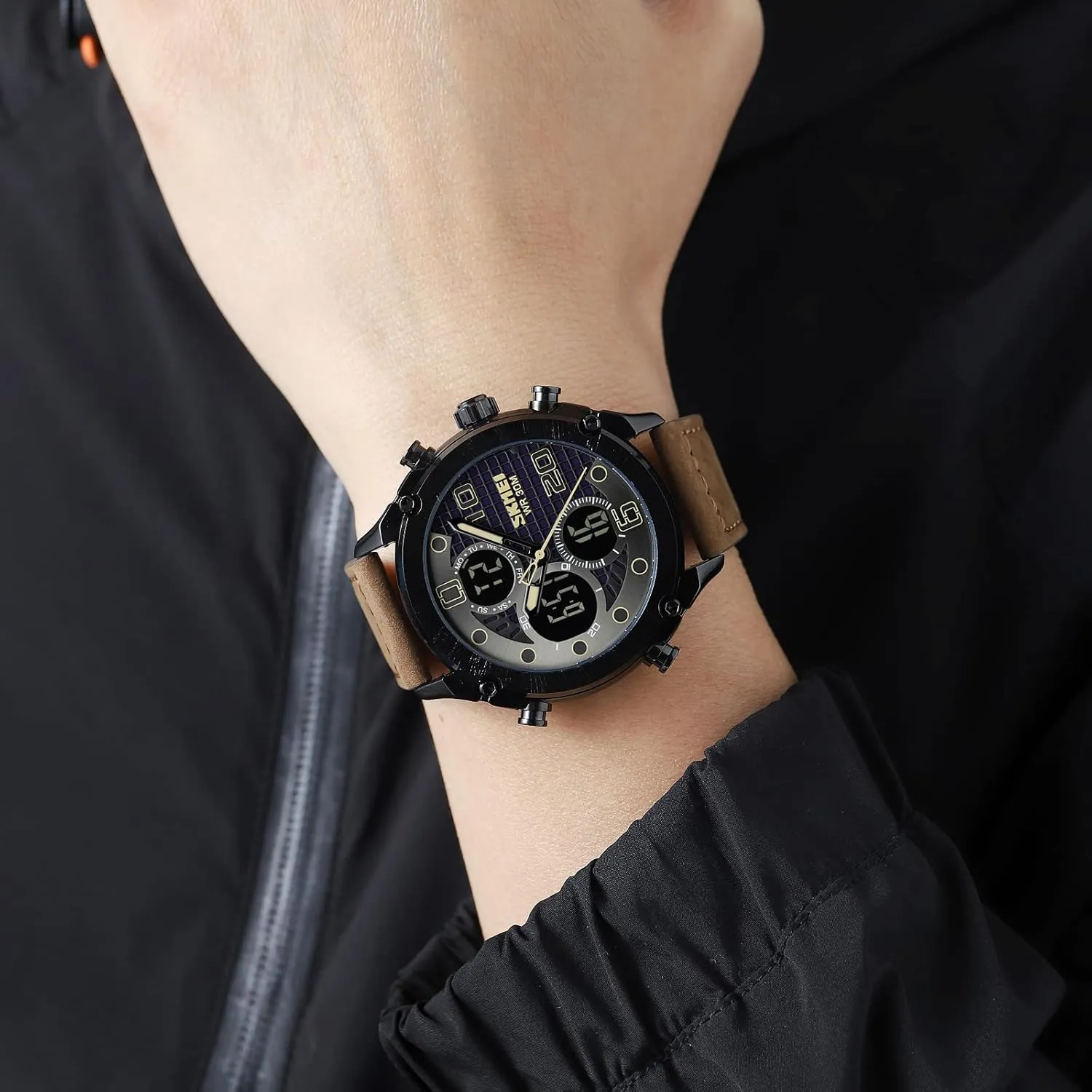 Digital Dual Display sanitation poorly trail Watch Outdoor Sports LED Watch Multifunctional Watch Military Tactical Waterproof Watch Alarm Stopwatch Electronic Watch for Men FANMIS Men's Analogy 