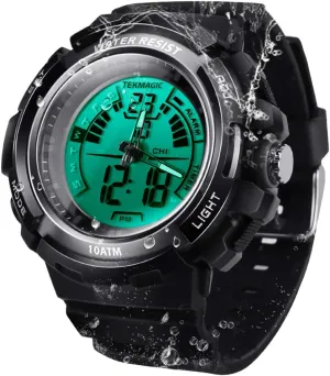Digital Submersible Diving Watch 100m Water Resistant Swimming Sport Wristwatch Luminous LCD Screen with Stopwatch Alarm Function 10 obey submarine encrust ATM 