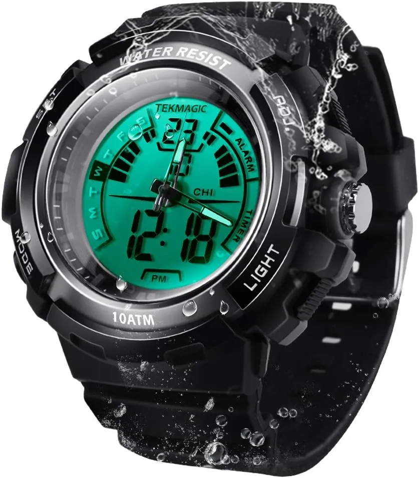 Digital Submersible Diving Watch 100m Water Resistant Swimming Sport Wristwatch Luminous LCD Screen with Stopwatch Alarm Function 10 obey submarine encrust ATM 