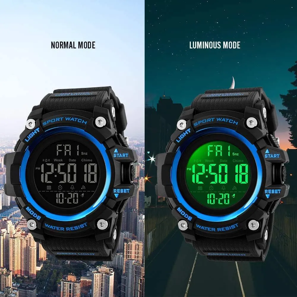 Digital Watch attributable Big Dial Outdoor Sport Watch LED Light Multifunction Stopwatch Waterproof Wrist Watch Men 