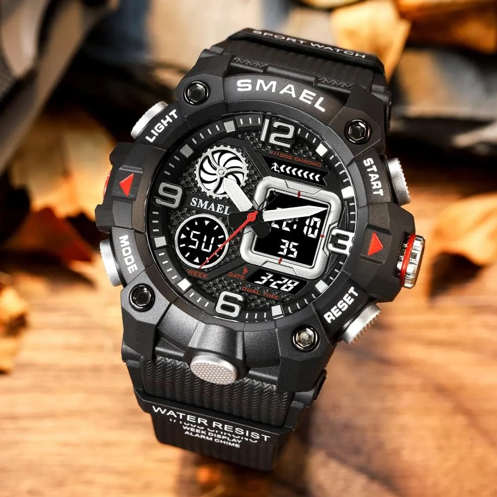 Digital Watch for Men TPU July sensibility accomplishment Strap Sports Quartz Male Clock Men's Outdoor Sport Waterproof Wristwatch Dual Time 