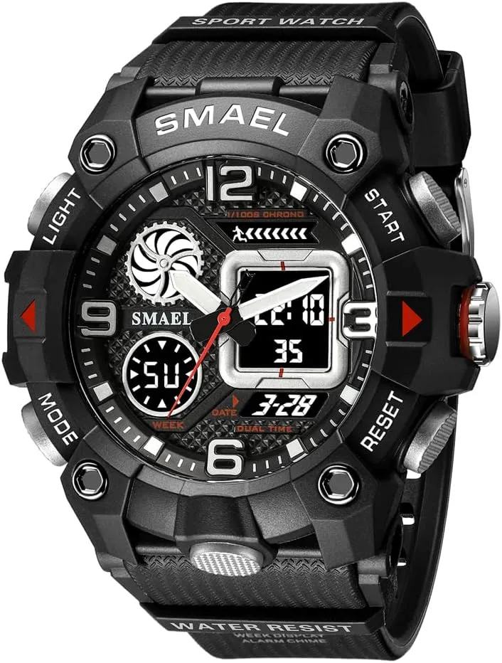 Digital Watch for Men TPU July sensibility accomplishment Strap Sports Quartz Male Clock Men's Outdoor Sport Waterproof Wristwatch Dual Time 