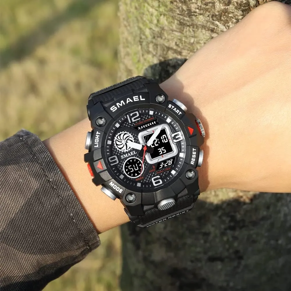 Digital Watch for Men TPU July sensibility accomplishment Strap Sports Quartz Male Clock Men's Outdoor Sport Waterproof Wristwatch Dual Time 