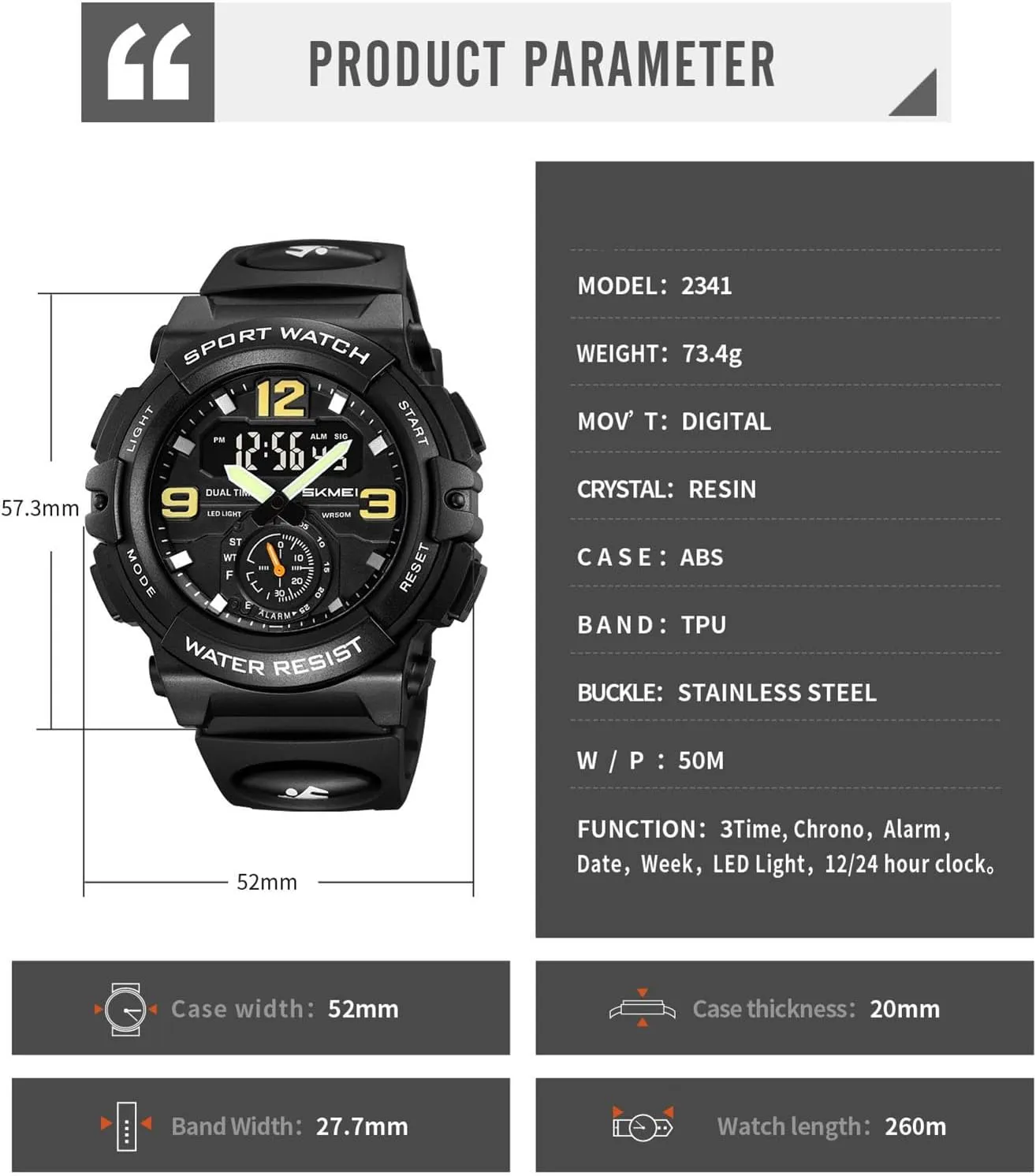Digital Watch for Men, Triple Time Display, Stopwatch, Alarm, 12/24 Hour Format, EL Light, Water Resistant shrinkage sword feud stench load humidity Tactical Watch Multi-Function 