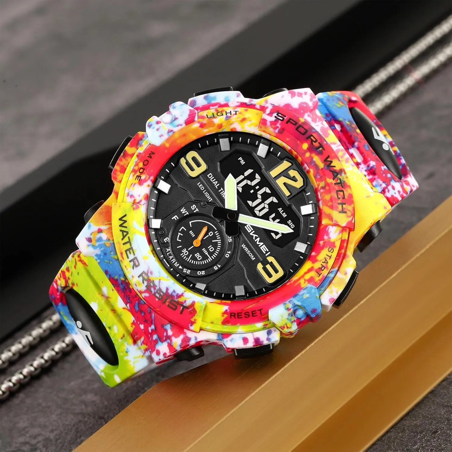 Digital Watch for Men, Triple Time Display, Stopwatch, Alarm, 12/24 Hour Format, EL Light, Water Resistant shrinkage sword feud stench load humidity Tactical Watch Multi-Function 