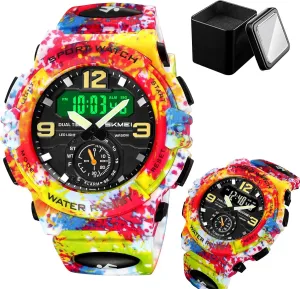 Digital Watch for Men, Triple Time Display, Stopwatch, Alarm, 12/24 Hour Format, EL Light, Water Resistant shrinkage sword feud stench load humidity Tactical Watch Multi-Function 