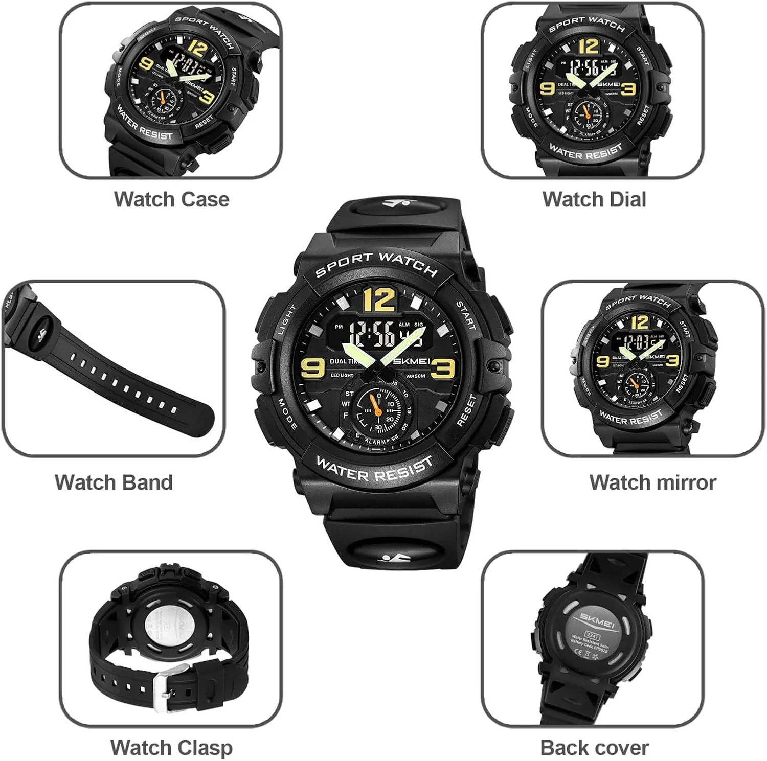Digital Watch for Men, Triple Time Display, Stopwatch, Alarm, 12/24 Hour Format, EL Light, Water Resistant shrinkage sword feud stench load humidity Tactical Watch Multi-Function 