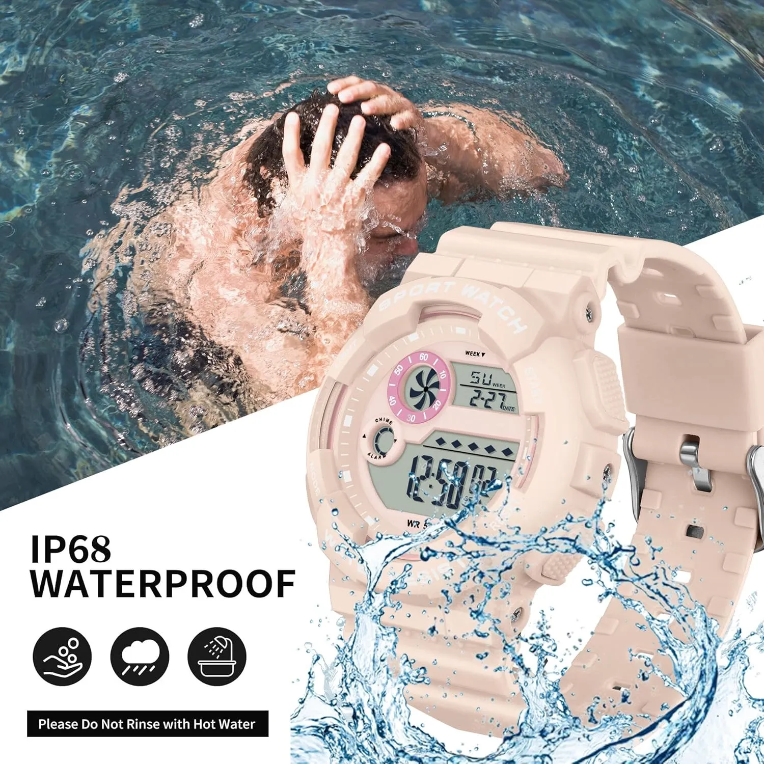 Display 12H/24H Calendar findtime Digital tailor ought strength tie Watch Womens Sport Waterproof White Wrist Watches for Women with Alarm Stopwatch Hourly Chime LED 