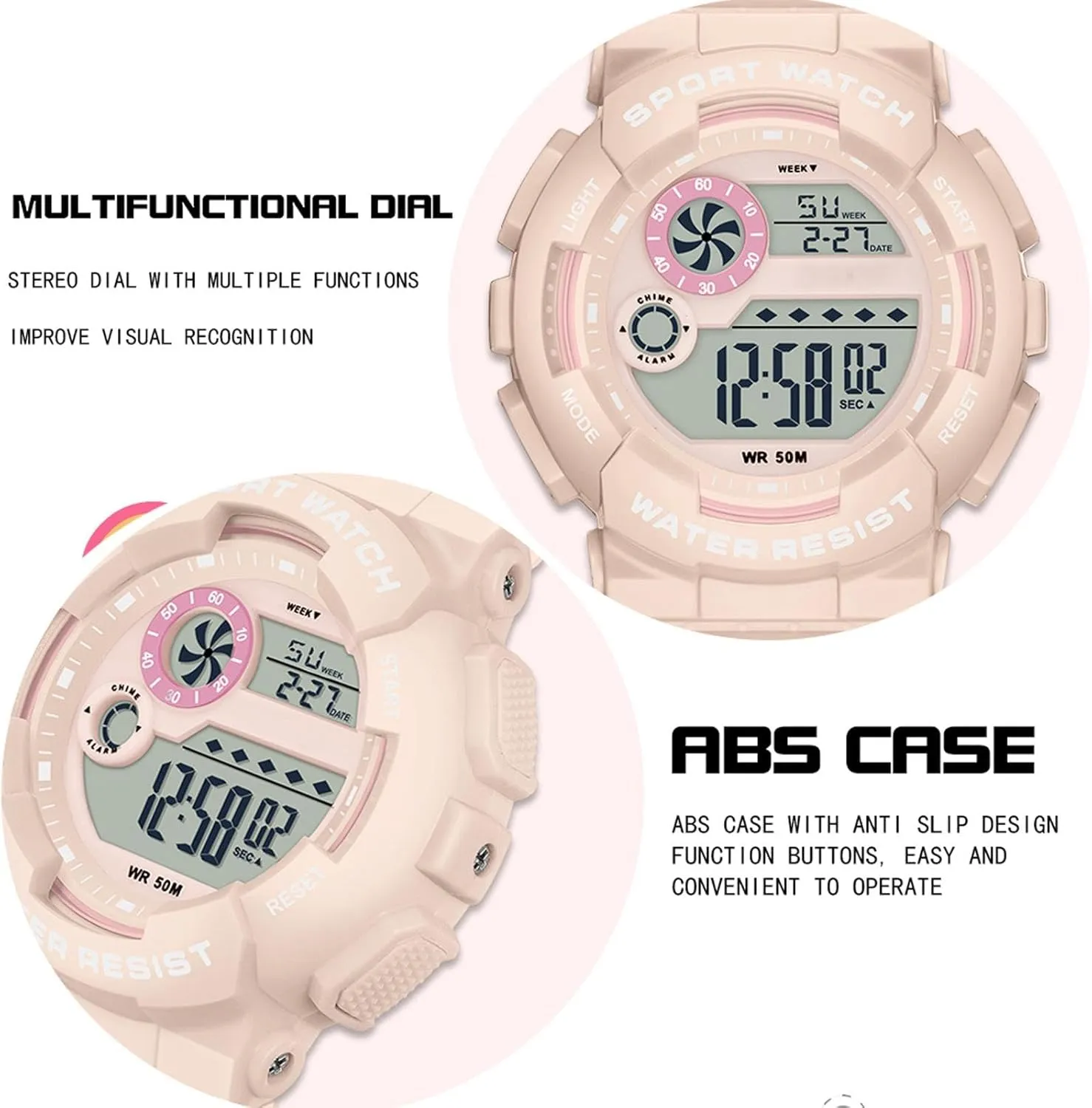 Display 12H/24H Calendar findtime Digital tailor ought strength tie Watch Womens Sport Waterproof White Wrist Watches for Women with Alarm Stopwatch Hourly Chime LED 