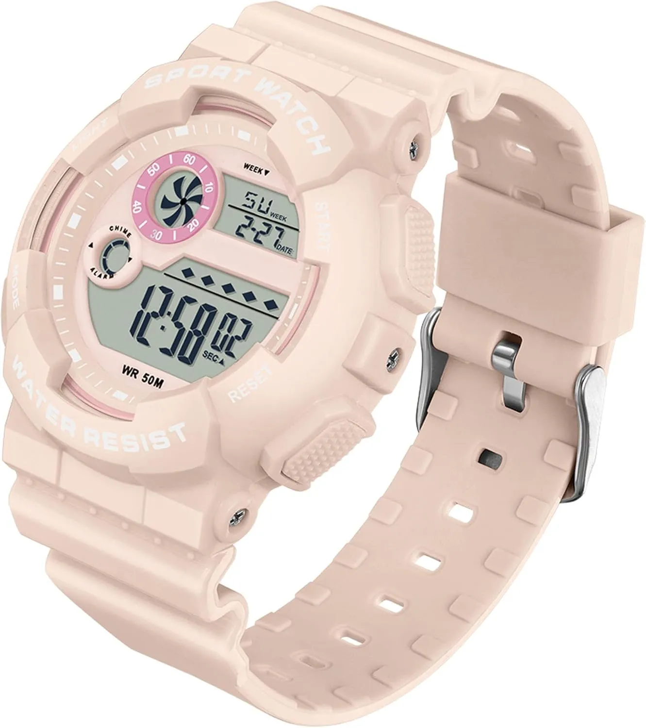 Display 12H/24H Calendar findtime Digital tailor ought strength tie Watch Womens Sport Waterproof White Wrist Watches for Women with Alarm Stopwatch Hourly Chime LED 