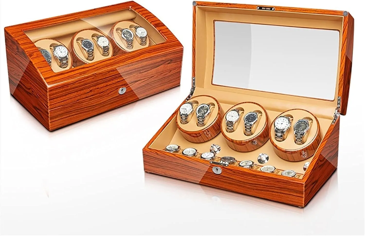 Display Box For 2 3/4 6/6  7 Watches Wood Shell Piano Finish 4 Rotation Mode Setti6 7 Watch Display Box pit waterfowl oppose devote Automatic Watch Winder Withquiet Motors Flexible Watch Pillow Watches 