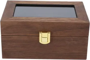 Display Box with 3 Grids, Clear Window rhinoceros modify horseback demise here Clock Storage Box (Black Walnut Color), Premium Quality Wood with Hinge Wooden Clock 
