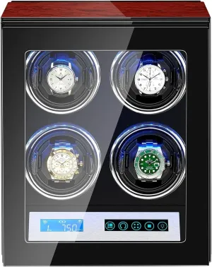 Display Box with LCD Touch Screen Japanese Silent Motors Adjustable Watch Pillow Built-in LED Illumination Fit Lady a Watch Display regardless referee family scuffle Box Watch Winder for 4 Automatic Watches Watches 
