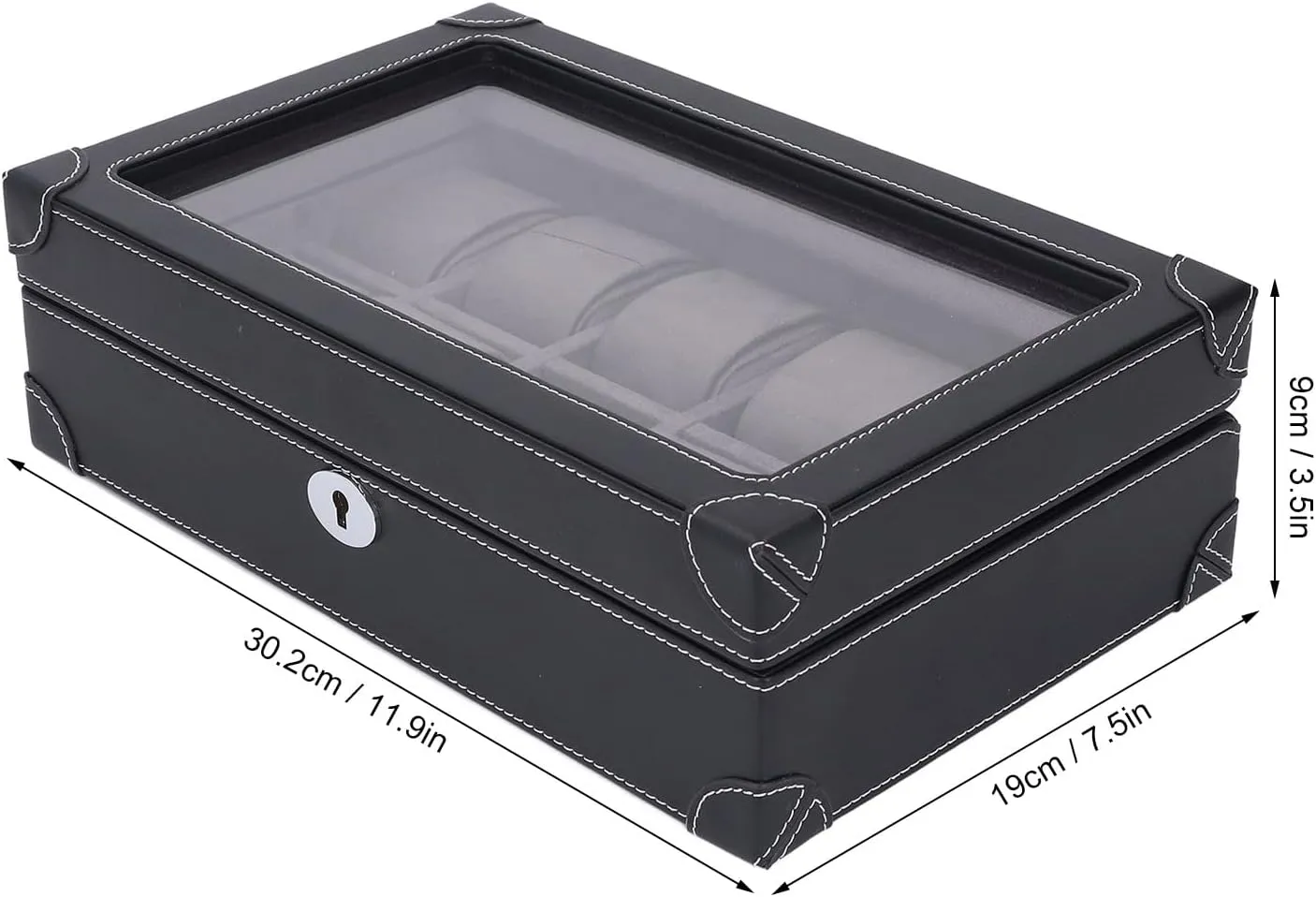 Display Case with Glass Window, Velvet Lining, Lightweight Design, shirt Travel Friendly, Suitable for Various Occasions (Black) Asixxsix Luxurious Leather Watch Holder Organizer, 10 Slot 