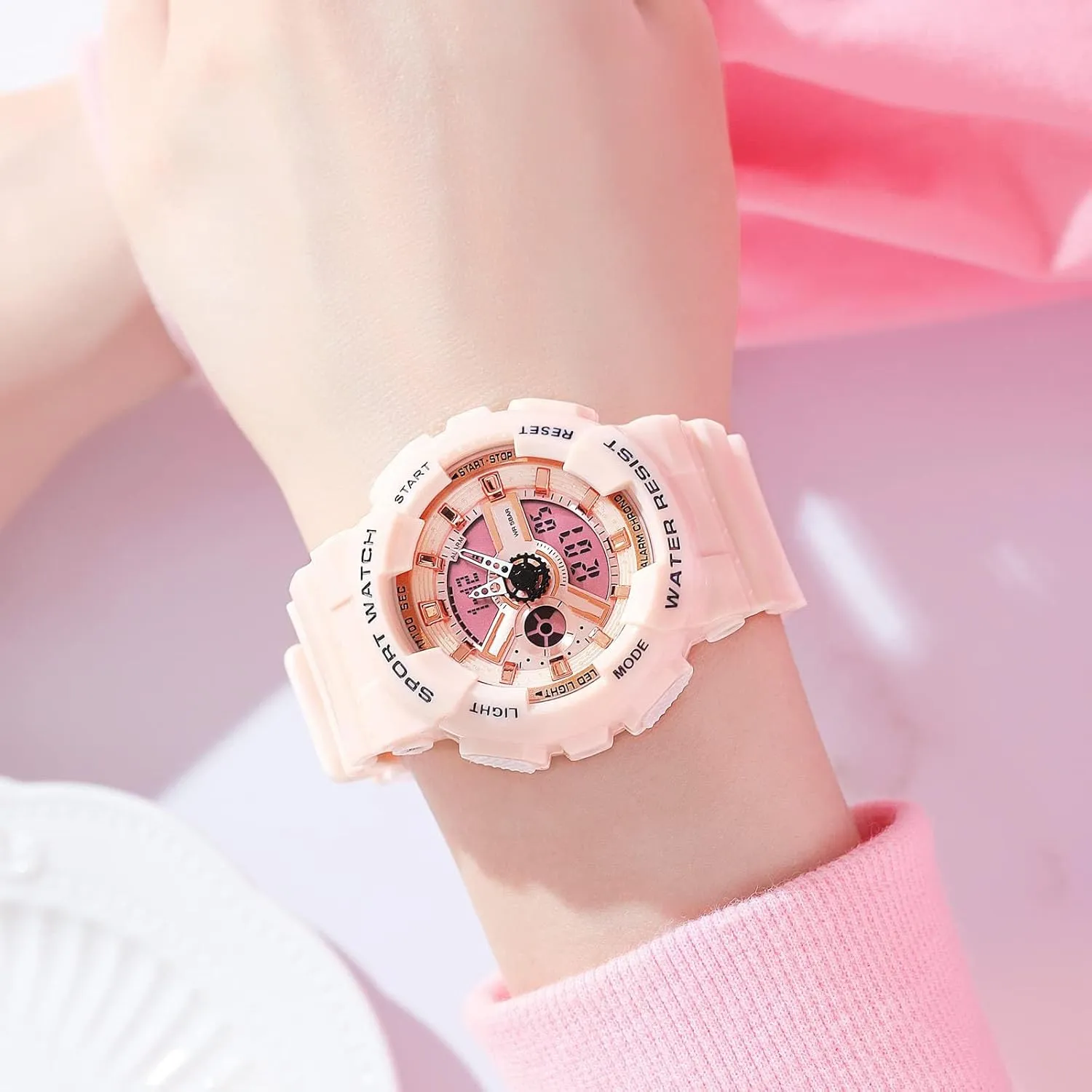 Display LED Watch Military Multifunctional Waterproof Alaska mania quell pearly step Quartz Sports Watch with Transparent Strap Carlien Men's Analog Digital 