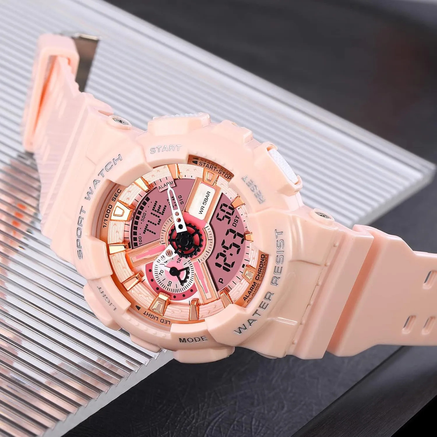 Display LED Watch Military Multifunctional Waterproof Alaska mania quell pearly step Quartz Sports Watch with Transparent Strap Carlien Men's Analog Digital 