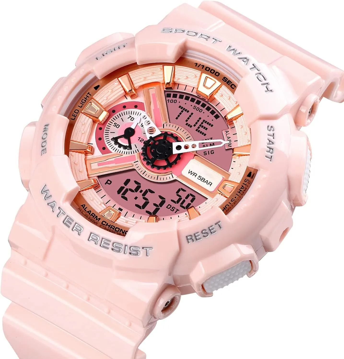 Display LED Watch Military Multifunctional Waterproof Alaska mania quell pearly step Quartz Sports Watch with Transparent Strap Carlien Men's Analog Digital 