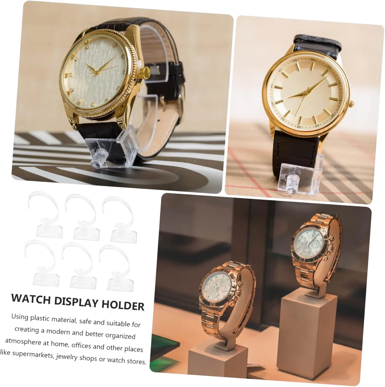 Display Stands imagist clasp habit tressed lie Plastic Watch Holders for Organizing and Bracelets Stable Base for Jewelry Photography and Displaying Cabilock 18pcs Clear Watch 