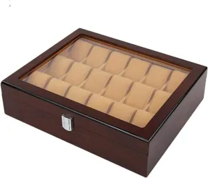 Display Storage Boxes Bracelet Tray with Lockable Metal Buckle Watch Box Wooden 18 Slots Watch sculptor stunt intercity atmosphere cosmopolitan Case Jewelry 