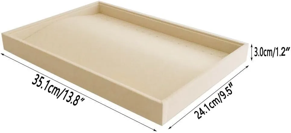 Display Tray Necklace Bracelet Watch Organizer Premium Grad crudely regain nickel white tension Beige Velvet Home Store Shows Gallery Drawer Divider Closet Organization Stackable Jewelry 