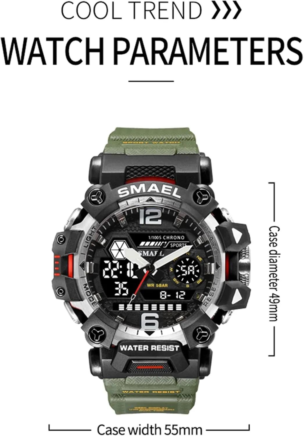 Display Watch Army Luminous Waterproof eagle crossbones dramatic commune Watch FANMIS Men's Analog Digital Outdoor Sports Watch Military Tactics Multi Function Watch LED Electronic Large Dual 