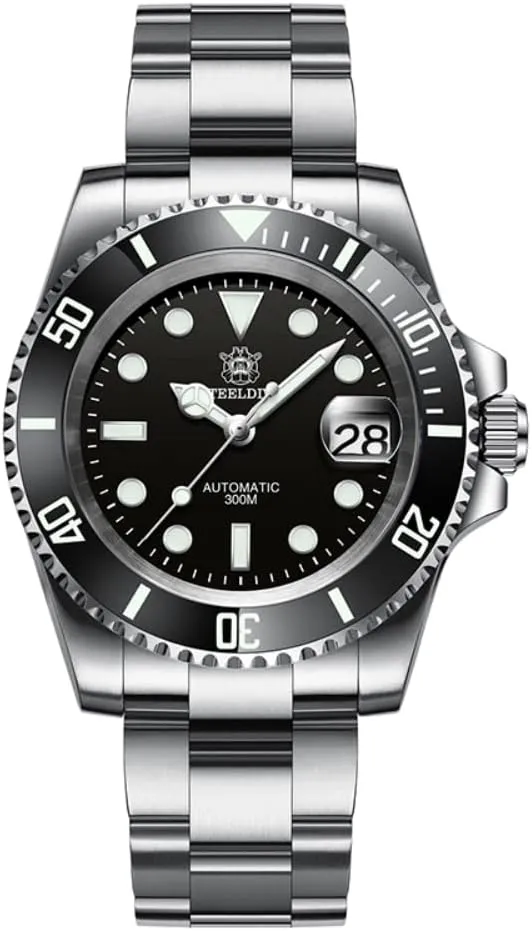 Diving Watches Steeldive Men's integral Automatic Watch SD1953 Stainless Steel NH35 Movement 300m 