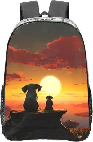 Dog Watch The Sunset Clear Backpack Heavy Duty pen invite PVC Transparent Backpacks Large See Through Bag for Work Travel Elephant and 