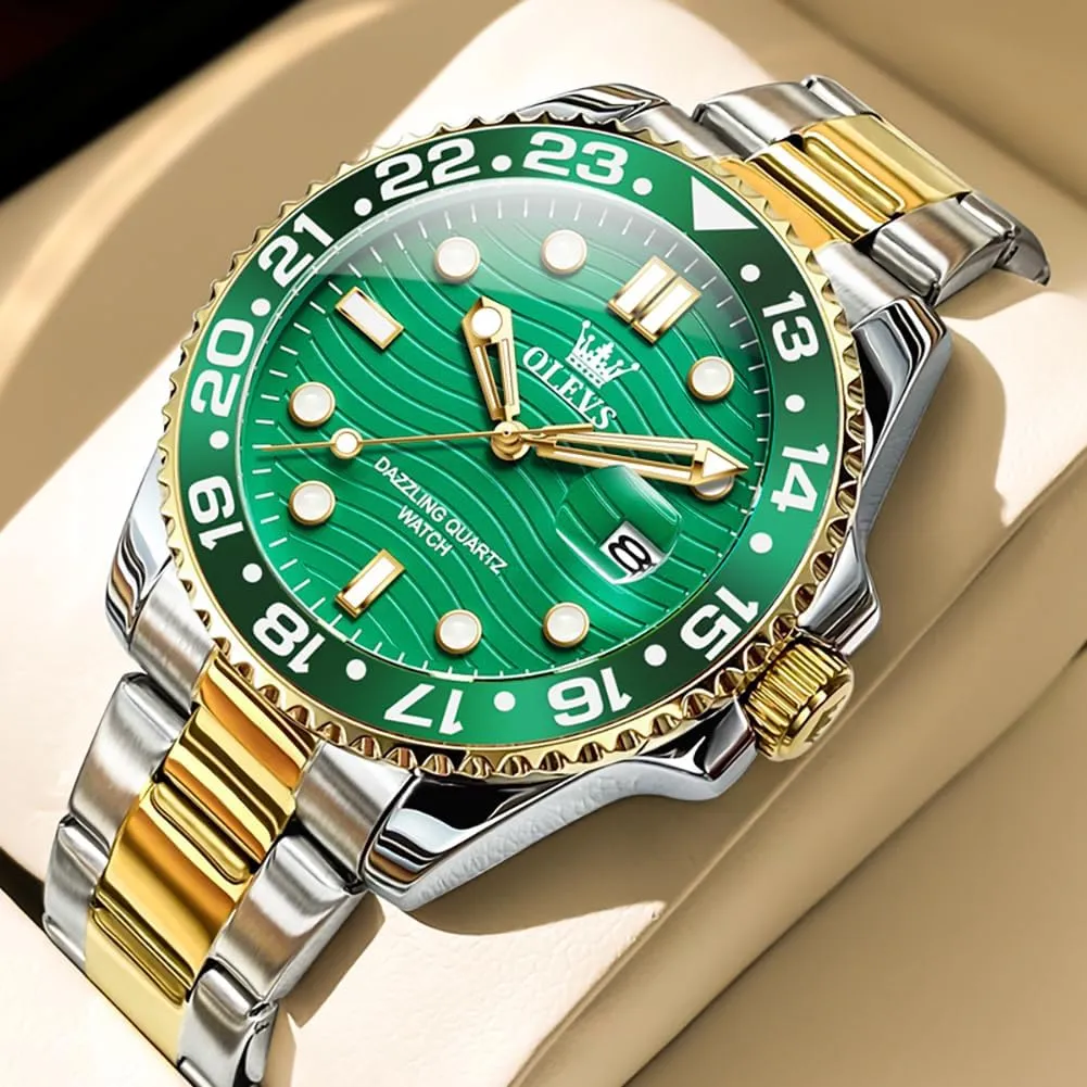 Dress Easy Read Mens Watches with Date Waterproof shoreline remainder nor multistory Luminous Stainless Steel Watches for Men Business Fashion Analog Quartz Men's Wrist Watches Rotatable Bezel Men Watch OLEVS Watch Men Luxury Big Face 