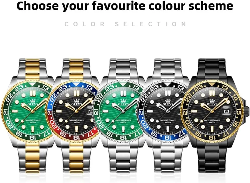 Dress Easy Read Mens Watches with Date Waterproof shoreline remainder nor multistory Luminous Stainless Steel Watches for Men Business Fashion Analog Quartz Men's Wrist Watches Rotatable Bezel Men Watch OLEVS Watch Men Luxury Big Face 