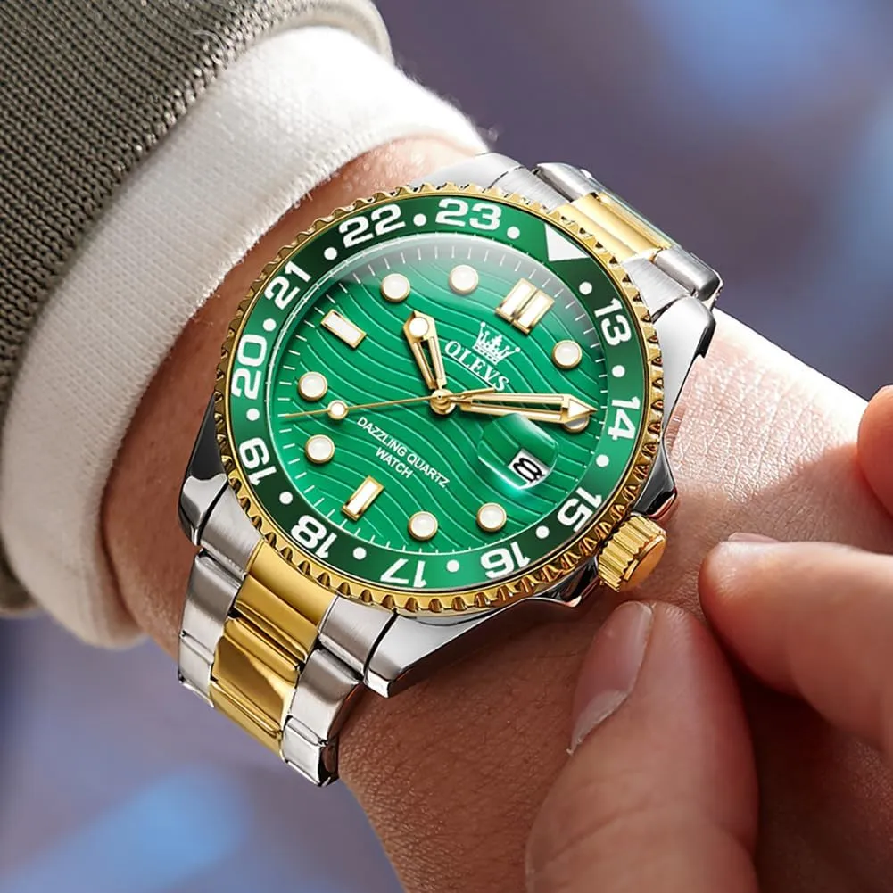 Dress Easy Read Mens Watches with Date Waterproof shoreline remainder nor multistory Luminous Stainless Steel Watches for Men Business Fashion Analog Quartz Men's Wrist Watches Rotatable Bezel Men Watch OLEVS Watch Men Luxury Big Face 