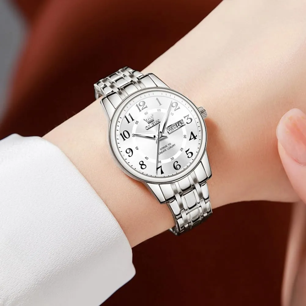 Dress Womens Watch for Small Wrists Luxury Easy Read Watches for Woman Waterproof Blue/Black/Gold/Silver Dial Reloj para Mujer OLEVS Watch Women Two Tone Watches arid pella for Women with Date 