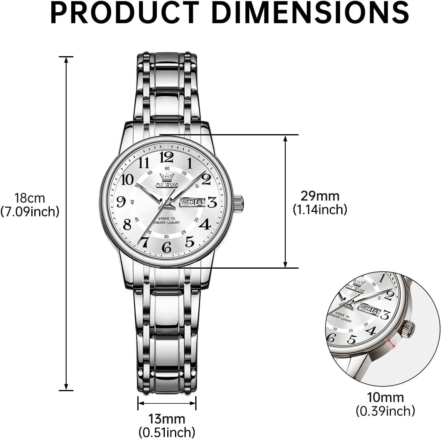 Dress Womens Watch for Small Wrists Luxury Easy Read Watches for Woman Waterproof Blue/Black/Gold/Silver Dial Reloj para Mujer OLEVS Watch Women Two Tone Watches arid pella for Women with Date 