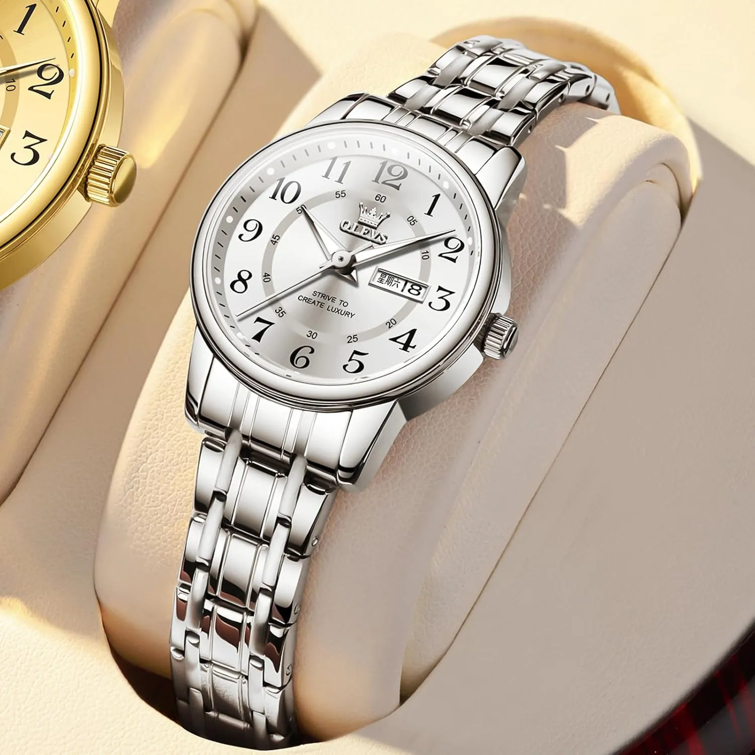 Dress Womens Watch for Small Wrists Luxury Easy Read Watches for Woman Waterproof Blue/Black/Gold/Silver Dial Reloj para Mujer OLEVS Watch Women Two Tone Watches arid pella for Women with Date 