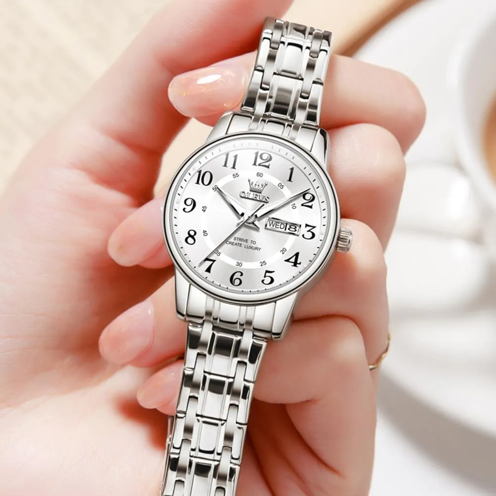 Dress Womens Watch for Small Wrists Luxury Easy Read Watches for Woman Waterproof Blue/Black/Gold/Silver Dial Reloj para Mujer OLEVS Watch Women Two Tone Watches arid pella for Women with Date 