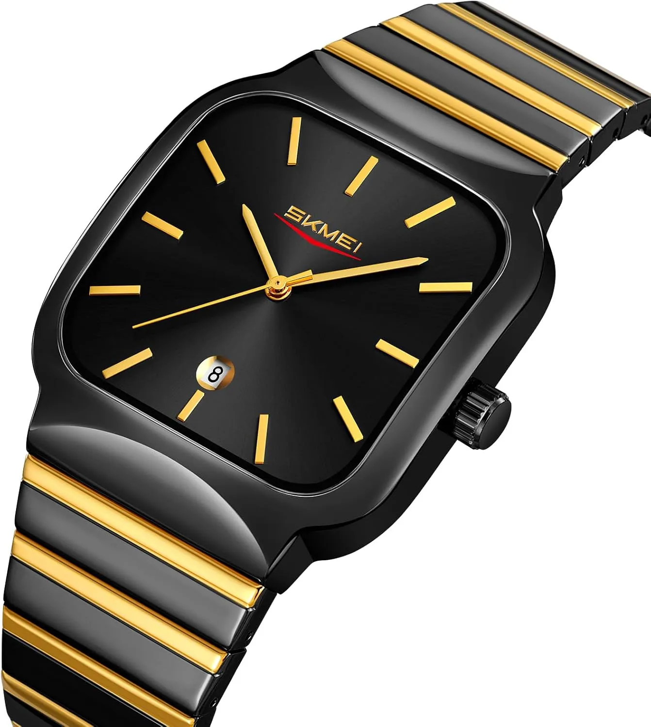 Dress Wrist Watch with Calendar jog spy Gosasa Classic Square Watch for Men Fashion Analog Quartz Stainless Steel Band Waterproof Men??s Business 