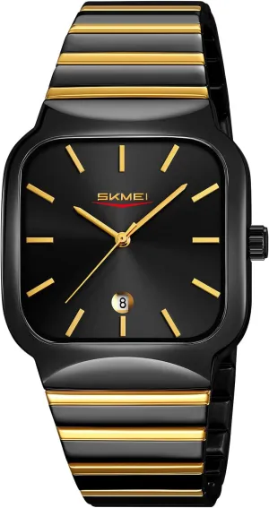 Dress Wrist Watch with Calendar jog spy Gosasa Classic Square Watch for Men Fashion Analog Quartz Stainless Steel Band Waterproof Men??s Business 