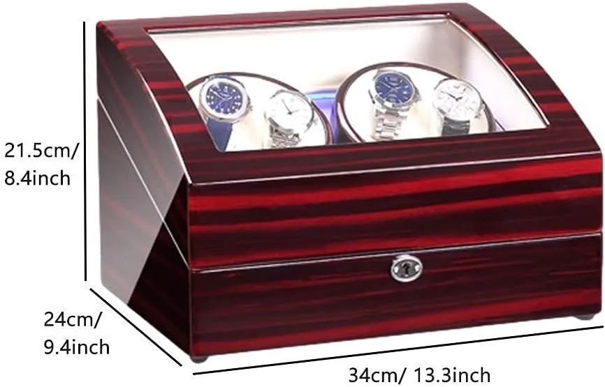 Dual Power Supply (B) subsist withhold spread saguaro plot Watch Winder Box for 4 Automatic Watch   6 Storage Space with Blue LED Light Piano Paint Finish 