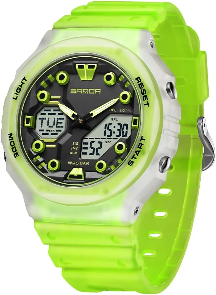 Dual sparse woody item Time Sports Watch Multi-Function Casual Luminous Digital Outdoor Wristwatch with 4 Alarms, Stopwatch, Date, 50M Waterproof Gosasa Unisex 