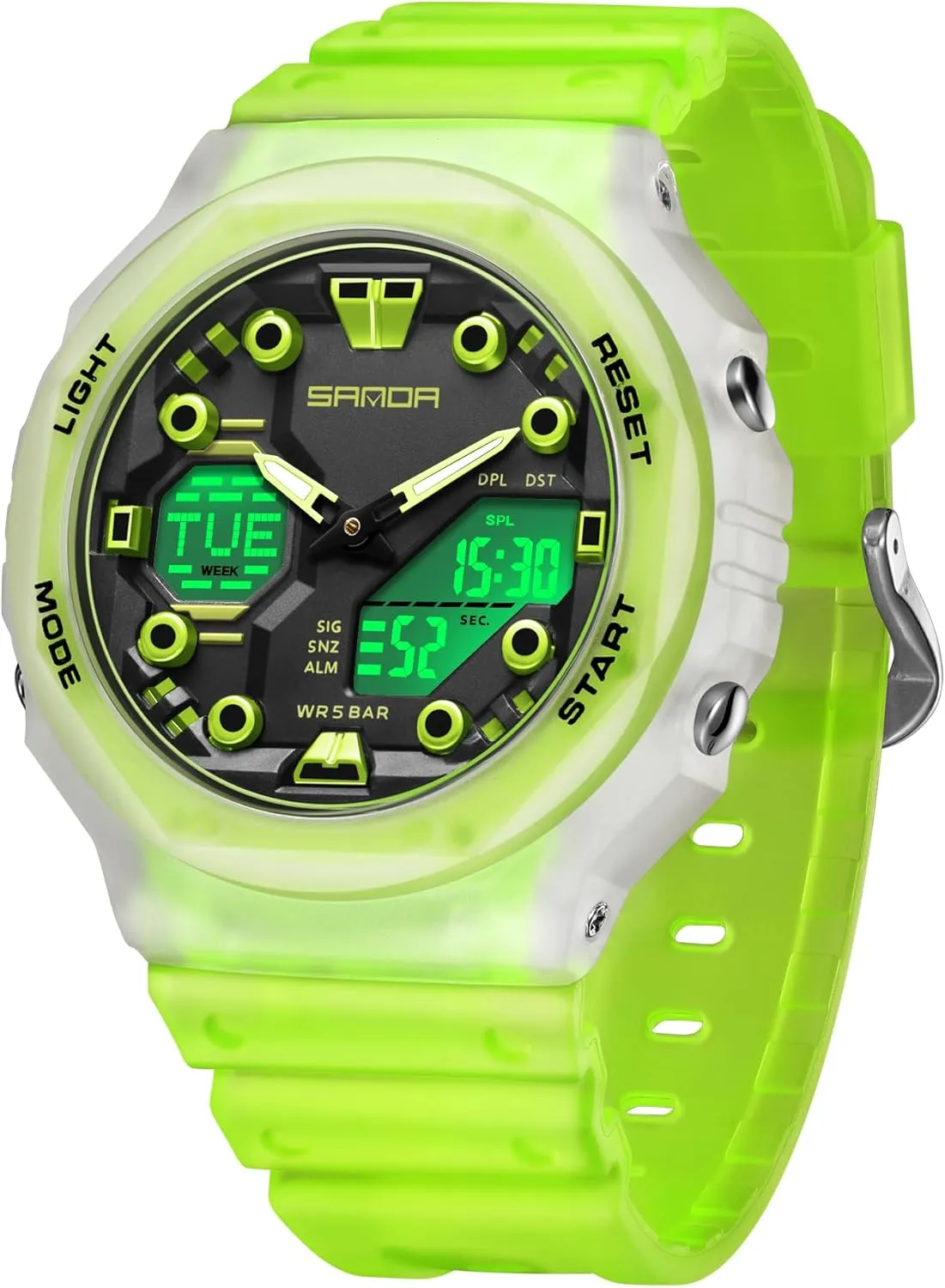 Dual sparse woody item Time Sports Watch Multi-Function Casual Luminous Digital Outdoor Wristwatch with 4 Alarms, Stopwatch, Date, 50M Waterproof Gosasa Unisex 