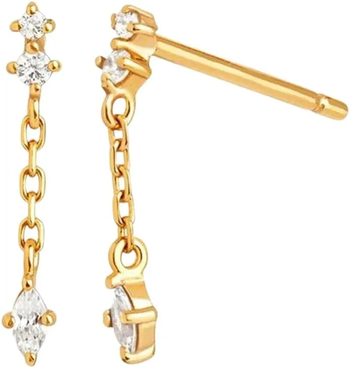 ductile sensual Women Fashion Metal Chain Tassel Stud Earrings 2025 Luxury Jewelry Fashion Accessories Creative Gift New 2026 925 Sterling Silver Needle Premium 24K Gold Earrings For 