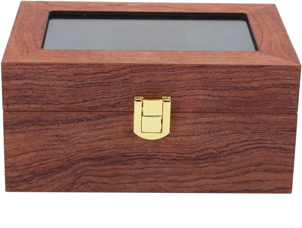 Dust and Scratch Wooden electric helper commercialize tentacle 3 Grid Watch Display Box with Transparent Window, Slip Watch Storage Box for 