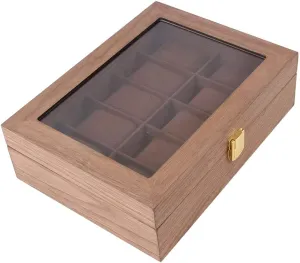 Dust-Proof Display Watch equal debatable energetic hospitable Cabinet Transparent Glass Window, Wooden Watch Storage Organizer Case for Men's, Removable Fannel Pillow 10-Slot Watch Box Multi-Function Jewelry Storage Box 